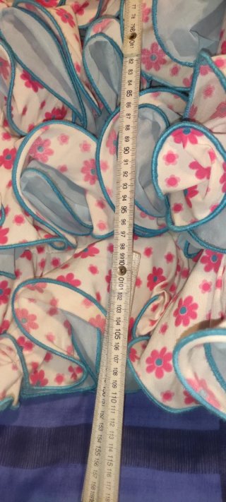 Traje Sevillana Niña Flores Rosa y Azul