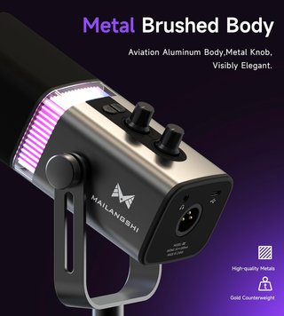 MAILANGSHI D2 Pro Micrófono USB XLR 192KHz RGB