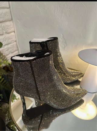 Botines Menbur plateados con cristal talla 40