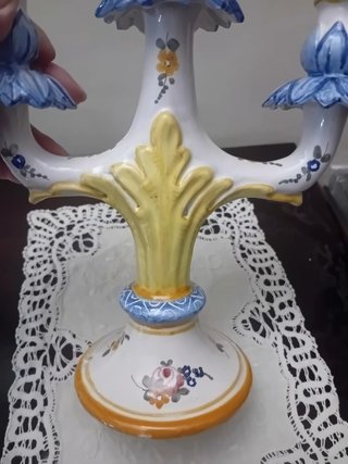 Candelabro ceramica dipinta a mano vintage