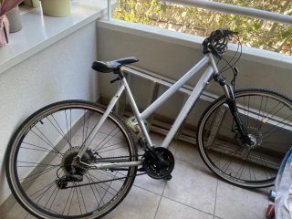Bicicleta gris alta