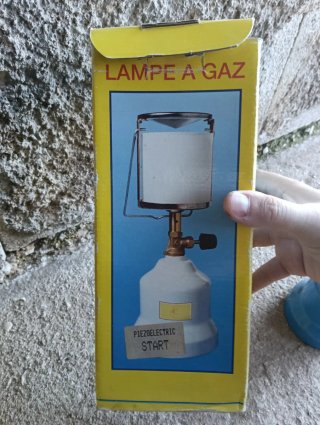 Lanterna a gas campeggio blu/bianca