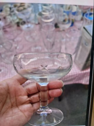 5 copas antiguas talladas cristal