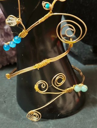 Bracciale schiava  oro con pietre turchesi