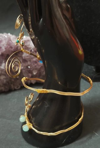 Bracciale schiava  oro con pietre turchesi