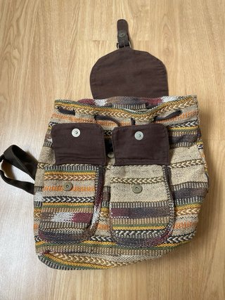 Mochila mujer étnica marrón multicolor
