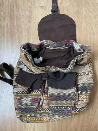 Mochila mujer étnica marrón multicolor