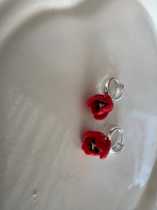Orecchini Tulipani Rossi Argento 925