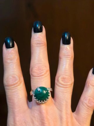 Anello Argento 925 e Malachite Brutalista