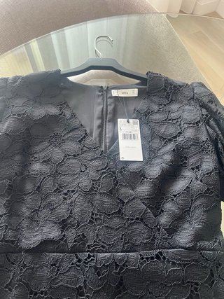 Vestido Mango Negro Encaje Talla L Nuevo