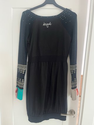 Vestido Desigual Negro Brillante Talla L