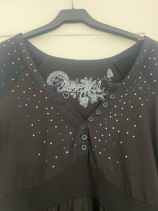 Vestido Desigual Negro Brillante Talla L