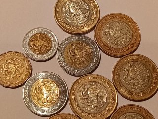 Monedas de México: 50c, 1, 5 y 10 Pesos
