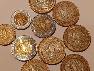Monedas de México: 50c, 1, 5 y 10 Pesos