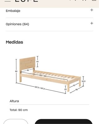 Cama individual de madera + mesita