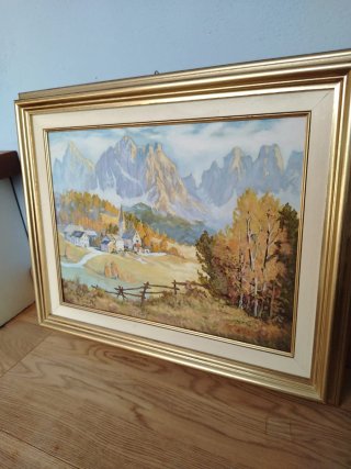 Dipinto Dolomiti anni 50 antico