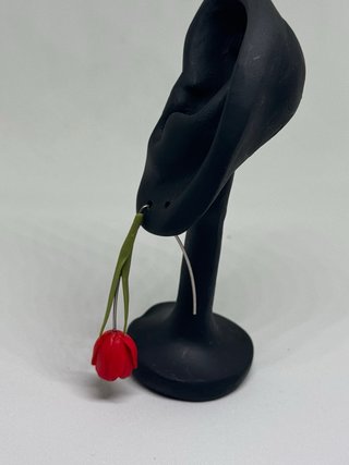 Orecchini tulipano rosso in acciaio inox