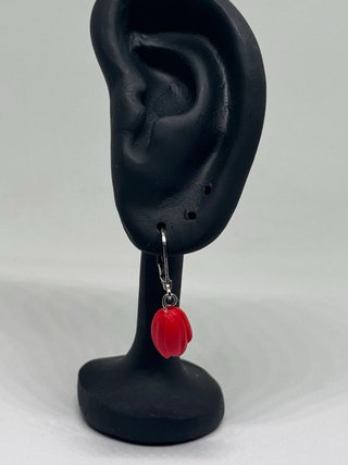Orecchini tulipano rosso argento