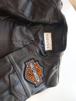 Chaleco Piel Harley-Davidson Motero Negro