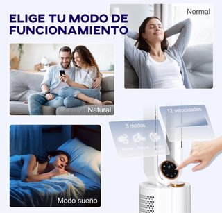 Ventilador Torre sin Aspas Humidificador Blanco/Do