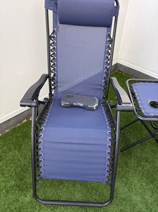 Set 2 Sillas Exterior con Mesa Azul