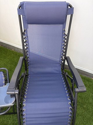 Set 2 Sillas Exterior con Mesa Azul