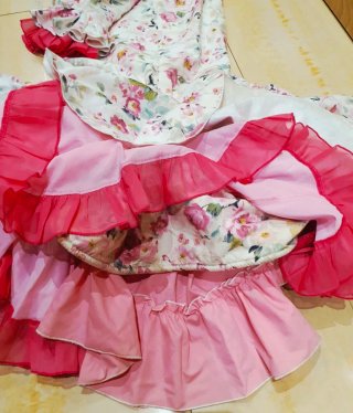 Vestido Flamenca Flores Volantes