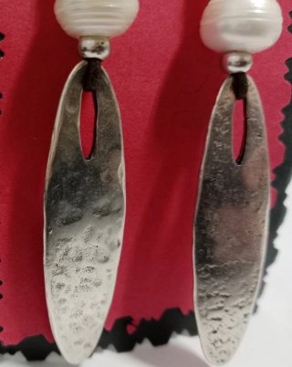 Pendientes Perla Plata y Blanco