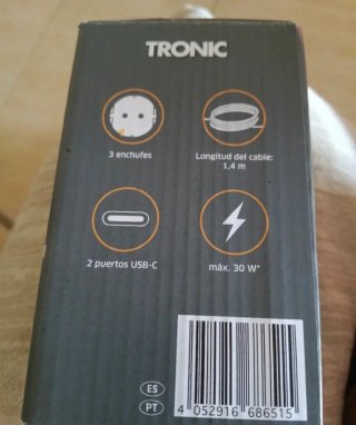 Regleta Cubo Tronic con 3 Enchufes y 2 USB-C