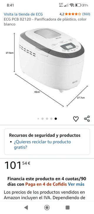 Panificadora ECG con 12 programas
