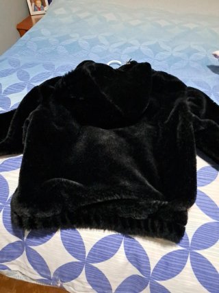 Chaqueta peluche negra capucha Talla L