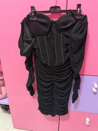 Vestito donna nero con rouches