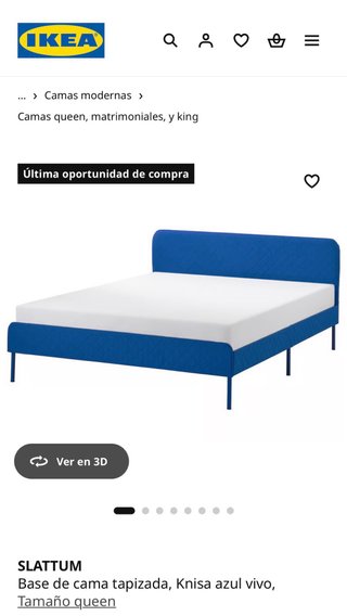 Cama 2 plazas Ikea azul mas colchon