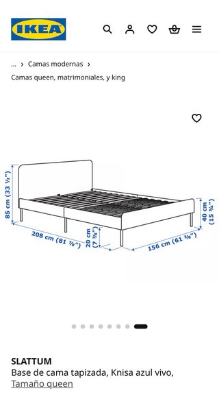 Cama 2 plazas Ikea azul mas colchon