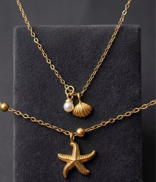 Collana acciaio placcato oro con ciondoli