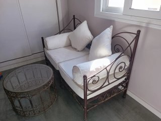 Conjunto Hierro Forjado Mesa Cristal.