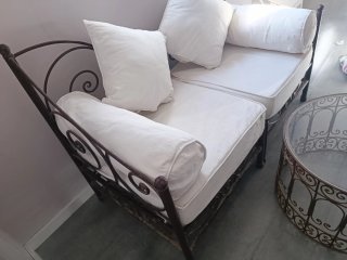 Conjunto Hierro Forjado Mesa Cristal.