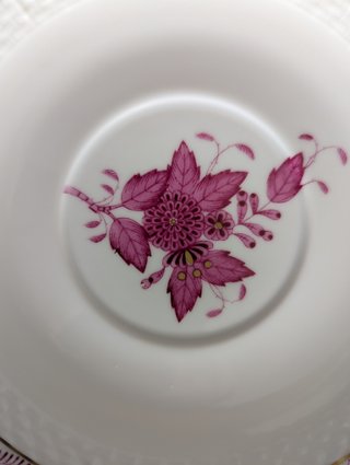 2 Platos Porcelana Herend Apponyi Rosa