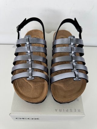 Sandalias de piel nuevas GEOX Brionia plateadas 39