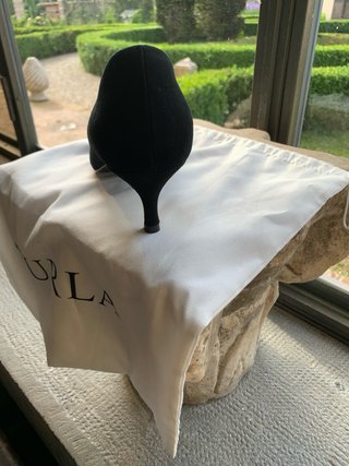 Scarpe Furla camoscio tacco oro nero 41