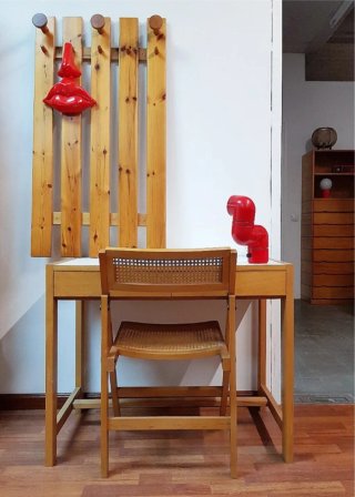 Escritorio de haya y formica. Vintage, 80s.