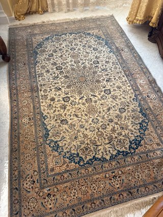 Tappeto persiano lana blu e marrone