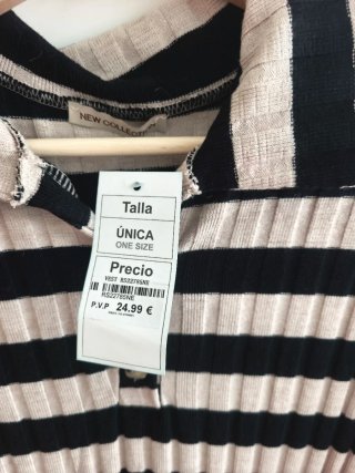 Vestido midi rayas beige y negro