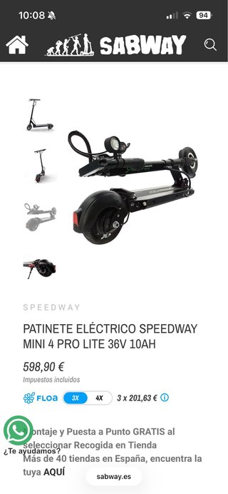 Patinete Eléctrico Speedway Mini IV