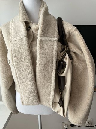 Bolso shopper beige grande lona y piel estrella