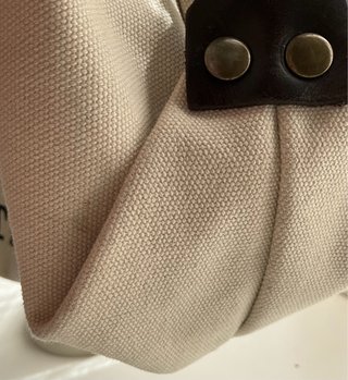 Bolso shopper beige grande lona y piel estrella