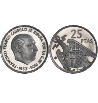 Moneda prueba 25 Pesetas 1957*75. proof