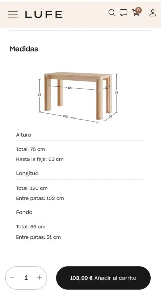 Escritorio madera pino natural LUFE
