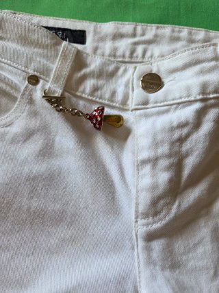 Jeans Gucci Bianchi Y2K Ricamo Fungo Tg40