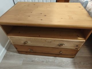 Mesa baja madera 2 cajones